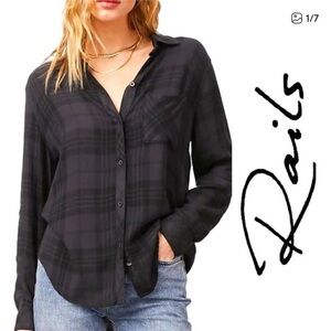 Rails Black Checkered Button-Up Shirt